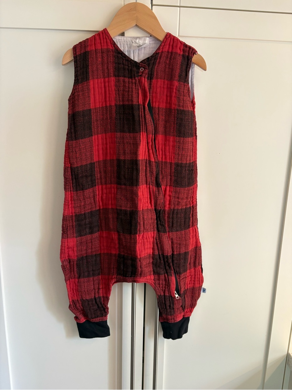 Lightweight Little Unicorn Red and Black Buffalo Plaid Muslin Sleep Sack Walker